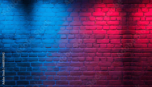 brick walls blue and red neon background grunge concrete brick modern futuristic lighting effect