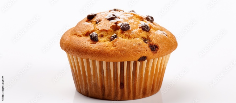 White background with homemade raisin cupcake White background with homemade raisin cupcake