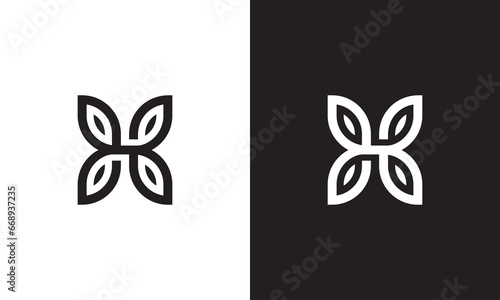 H Butterfly logo ambigram, monogram unique logo, black and white logo, premium elegant logo, letter H Butterfly Vector	
