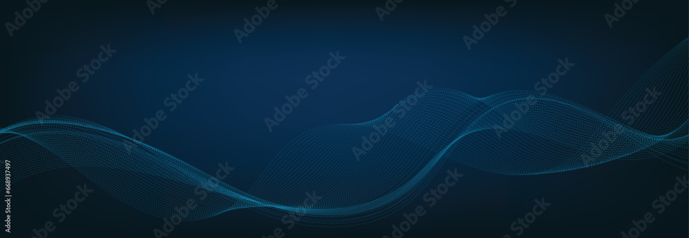 Abstract Banner Template with Blue wavy lines. Technology Banner. Abstract Banner Template with Blue wavy lines. Technology Banner.