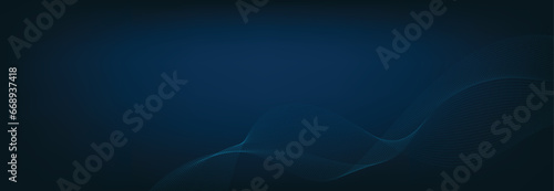 Abstract Banner Template with Blue wavy lines. Technology Banner.