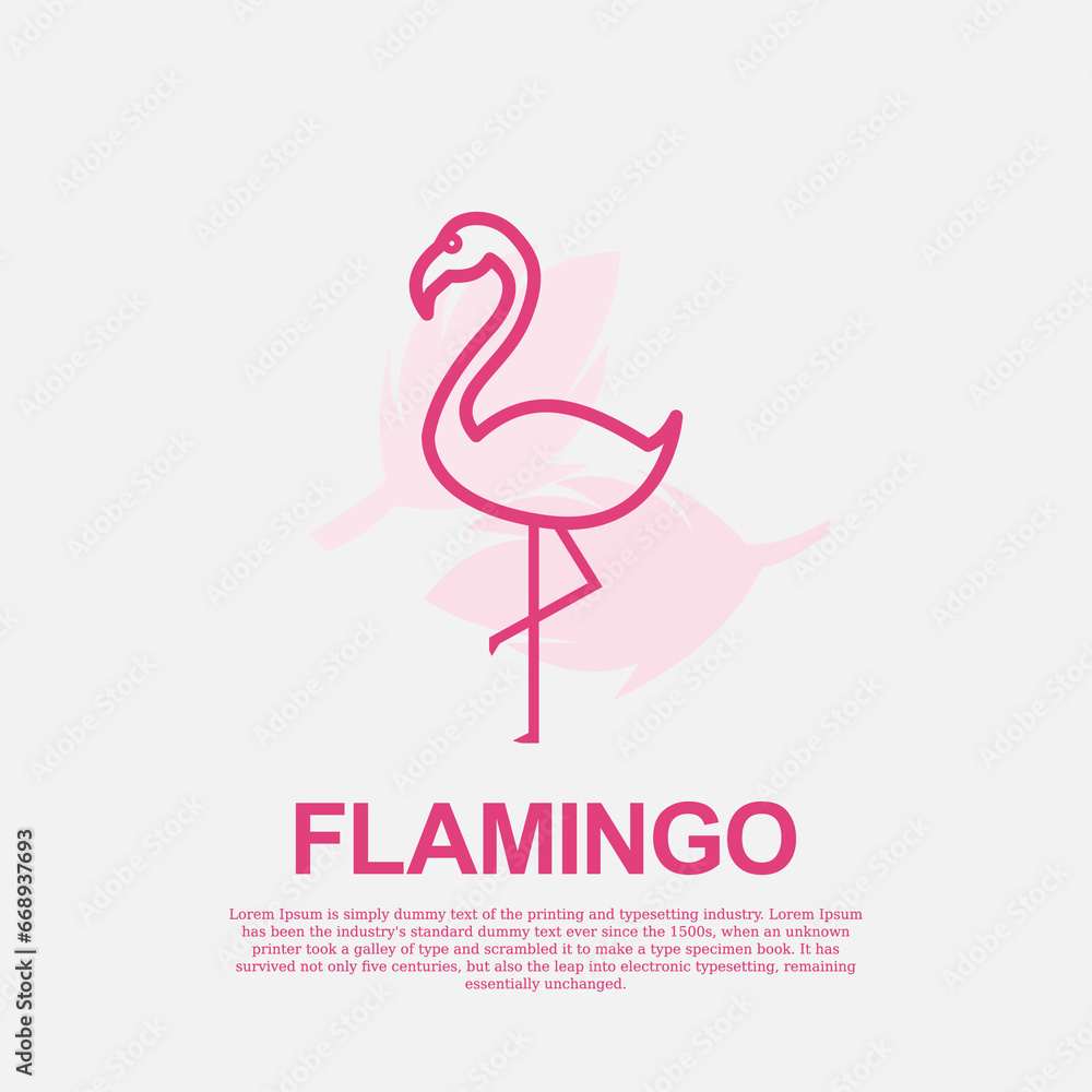 Fototapeta premium outline flamingo vector design logo template