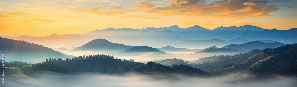 beautiful view from the sky and mountain, in the style of light bronze and yellow, light indigo and green