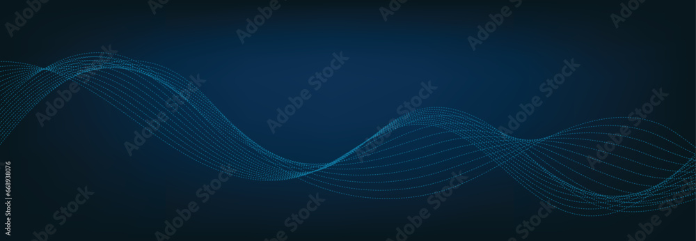Abstract Banner Template with Blue wavy lines. Technology Banner. Abstract Banner Template with Blue wavy lines. Technology Banner.