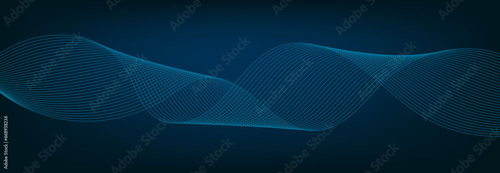 Abstract Banner Template with Blue wavy lines. Technology Banner. Abstract Banner Template with Blue wavy lines. Technology Banner.
