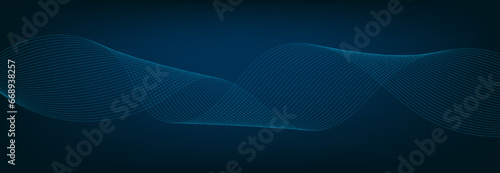 Abstract Banner Template with Blue wavy lines. Technology Banner. © VectorStockStuff