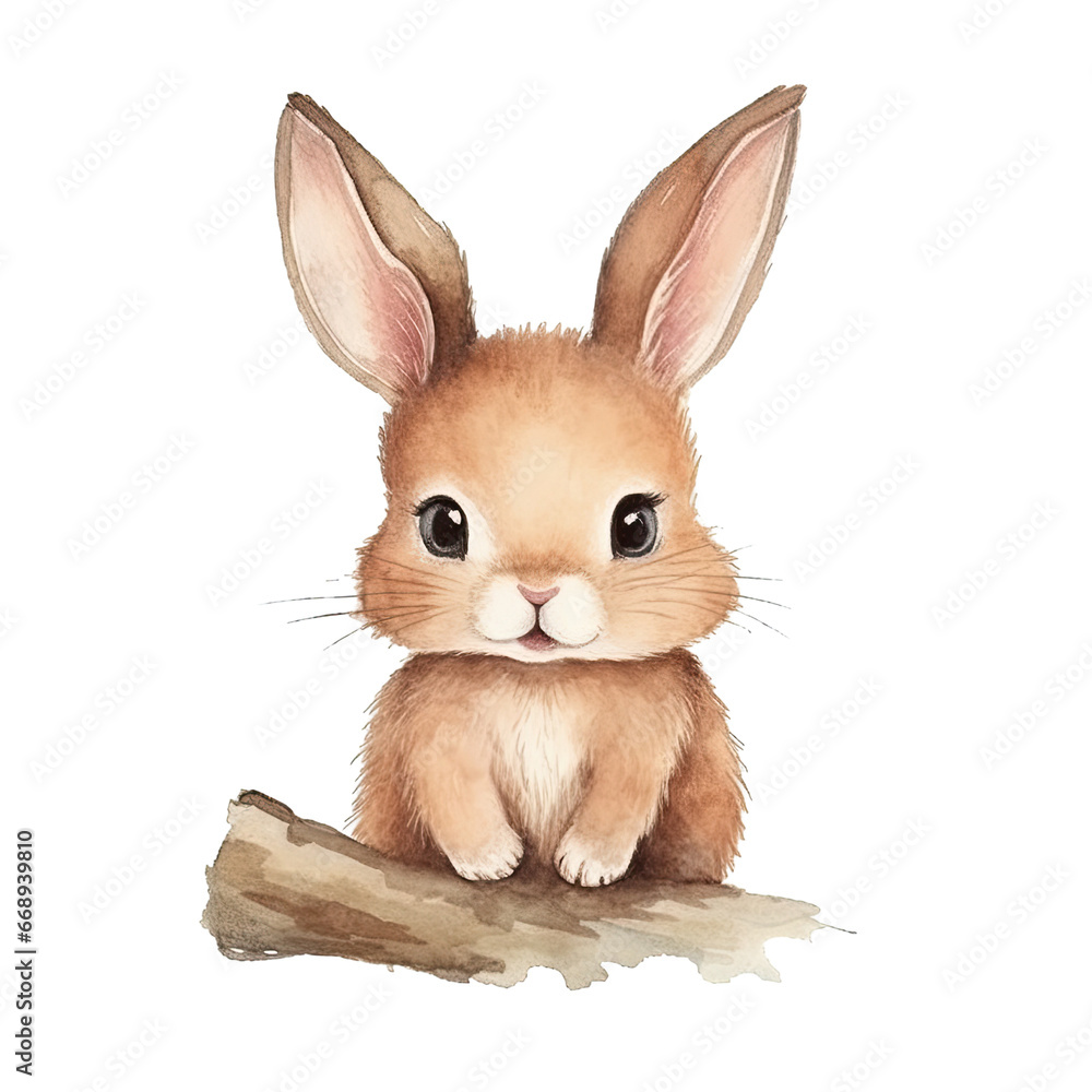 Obraz premium Cute rabbit Woodland Animal Watercolor: Charming Wildlife 