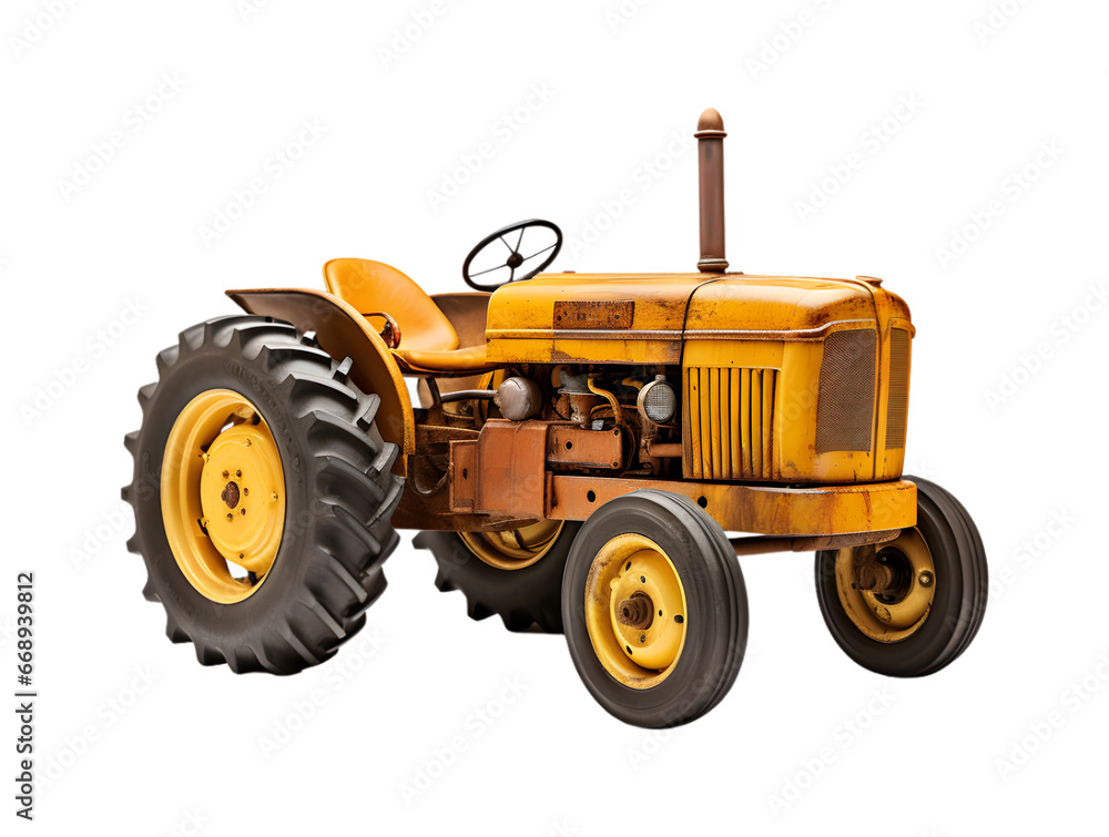 Obraz premium Tractor farm isolated on a transparent background, Agricultural tractor. Generative AI