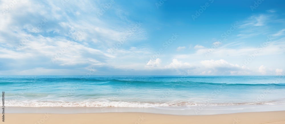 Beach and sea landscape with sand and sky a view in summer Beach and sea landscape with sand and sky a view in summer