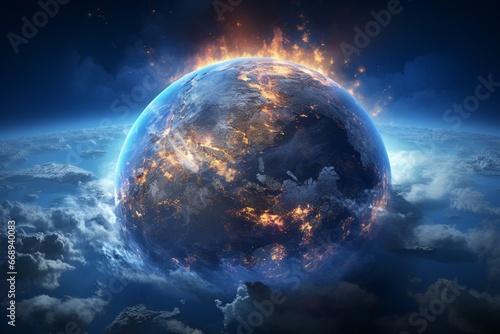 Global Warming Planet Earth Illustration Created with Generative AI