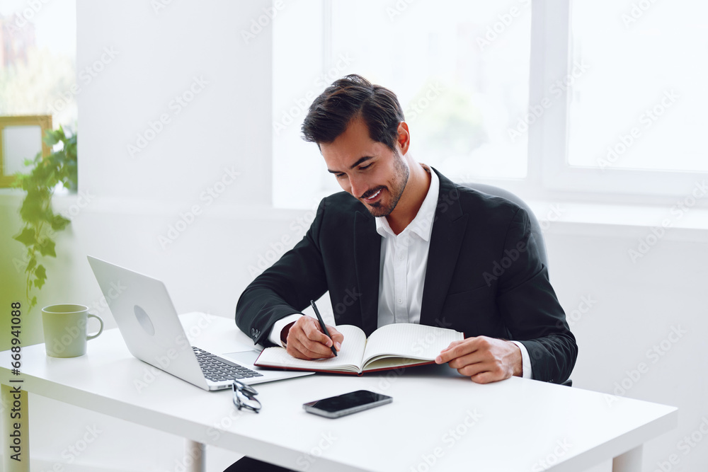 Man business frustration suit tired desk office working thinking laptop sitting glasses Man business frustration suit tired desk office working thinking laptop sitting glasses