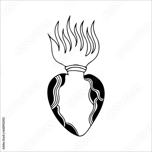 vector illustration of heart with fire concept