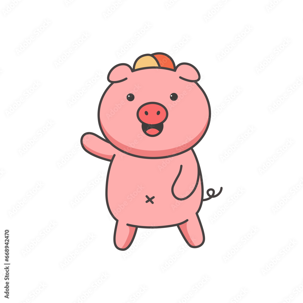 Cute pig. Vector illustration in cartoon style on white background. Cute pig. Vector illustration in cartoon style on white background.