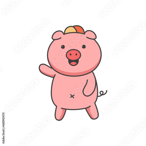 Cute pig. Vector illustration in cartoon style on white background.