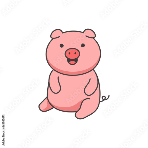 Cute cartoon pig. Vector illustration in doodle style.