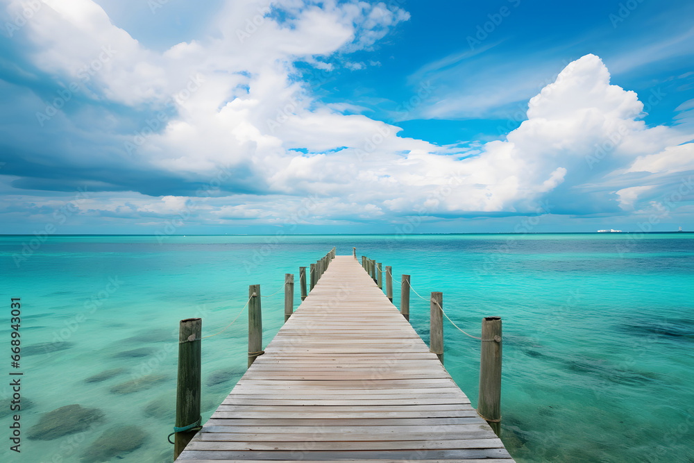 Fototapeta premium wooden pier on the sea,