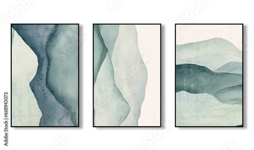 Set of three abstract artistic geometric patterns. Creative minimalist hand drawn illustration for wall decoration, wallpaper, poster, card, mural, rug, hanging picture, print