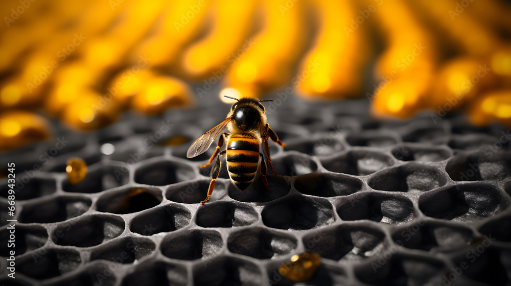 small, bee, black and yellow, buzzing, hive, insect, pollination ...