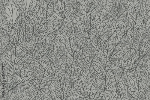 Foliage line art drawing with abstract shape.