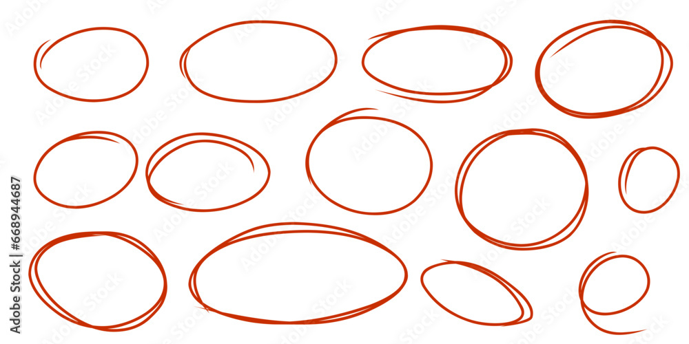 Highlight oval frames, curve underscore and border. Hand drawn scribble