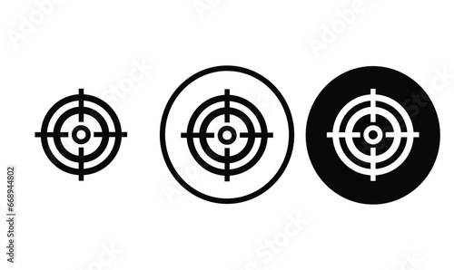 icon Shooting target black outline for web site design 
and mobile dark mode apps 
Vector illustration on a white background