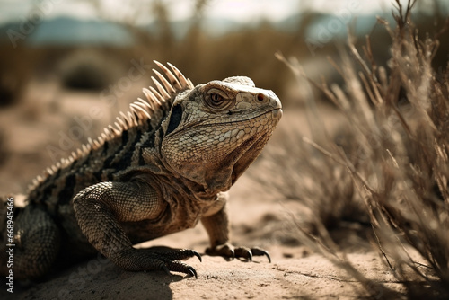 This orange and grey Iguana