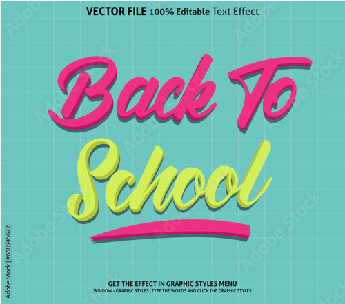Back to school 3d text effect and editable text effect