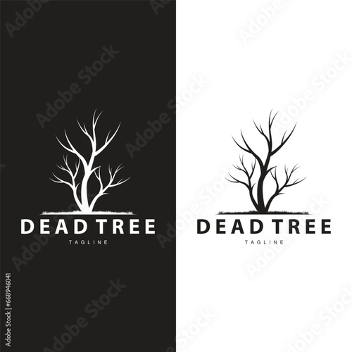 Drought Logo, Dry Tree Logo Design with Simple, Minimalist and Modern Vector Line Style