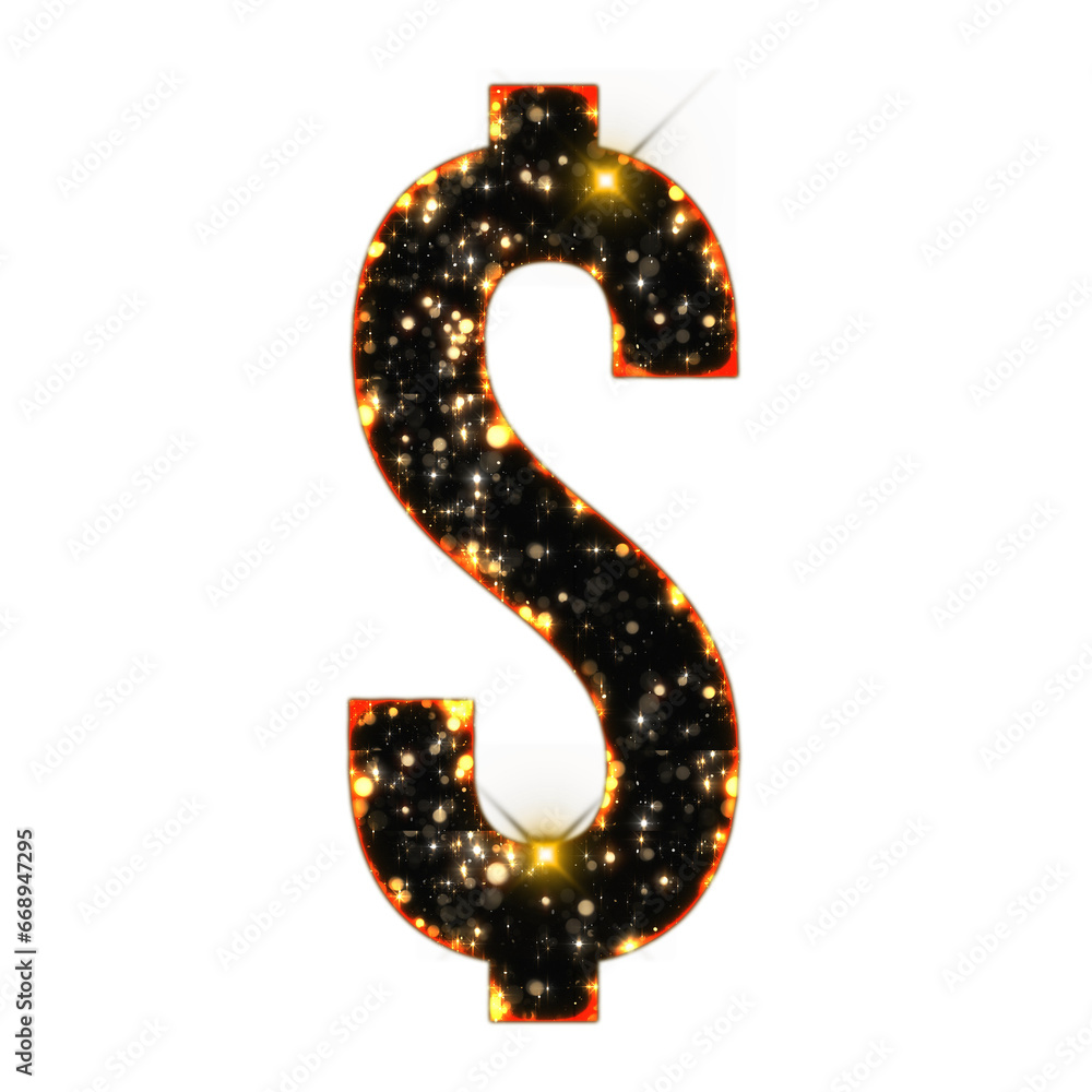 Sparkling bokeh dollar symbol isolated on transparent background. This is a part of a set which also includes letters, numbers, shapes, and frames Sparkling bokeh dollar symbol isolated on transparent background. This is a part of a set which also includes letters, numbers, shapes, and frames