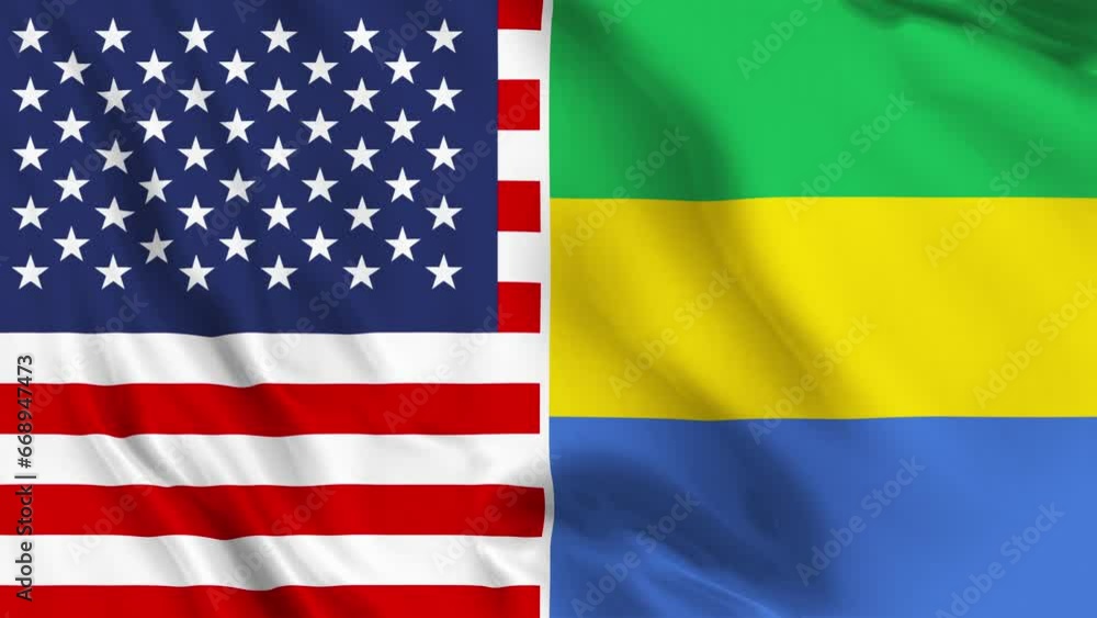 USA and Gabon Flag Loop USA and Gabon Flag Loop