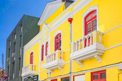 Aveiro, in Portugal, old colorful house 
