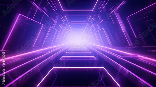 Purple Glow Neon Lines Background in Graphic Design Room.