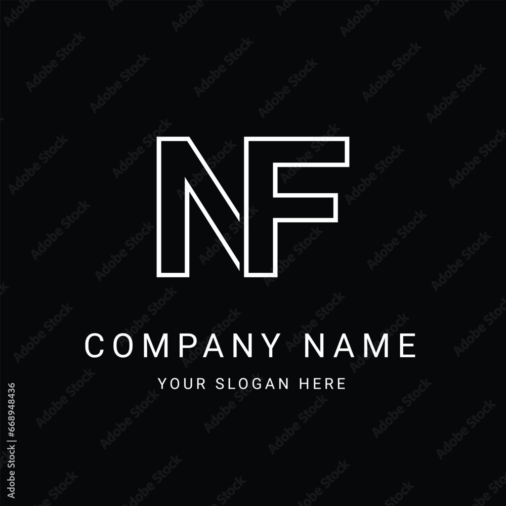 NF Letter Initial Logo Design Template Vector Illustration