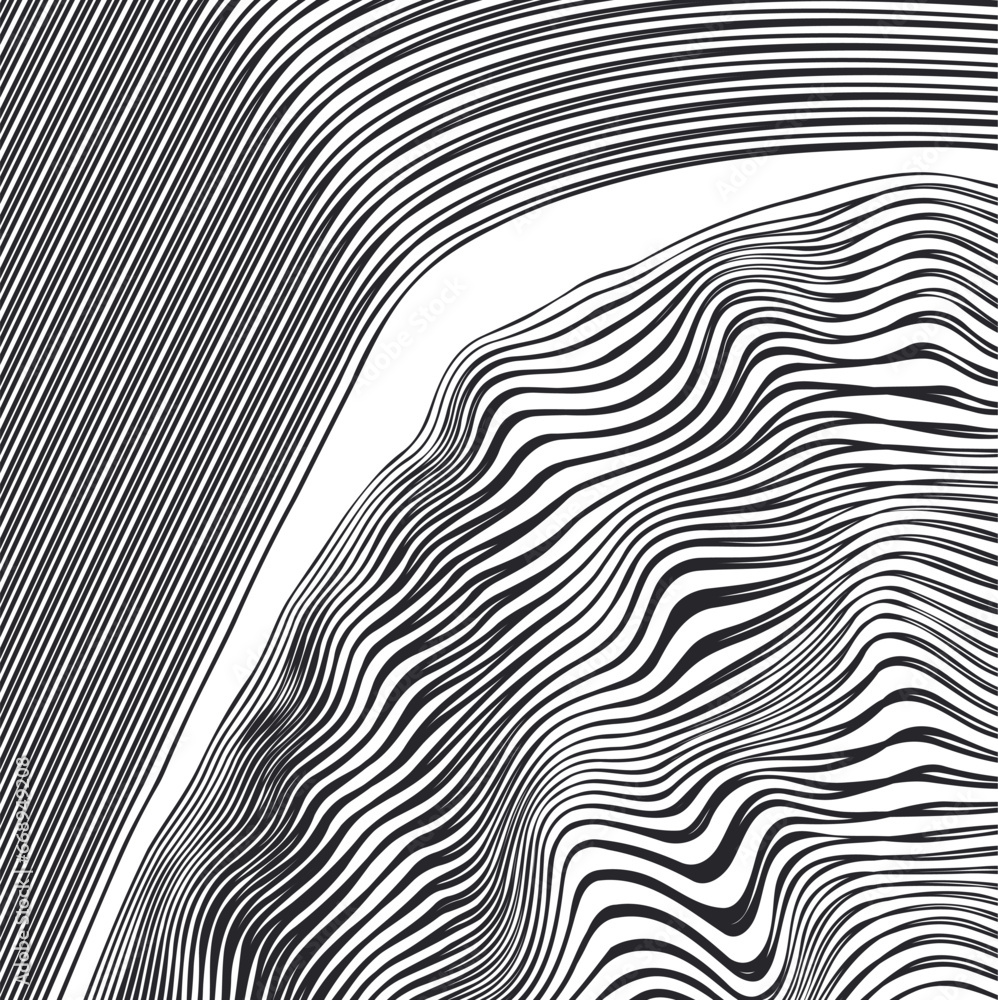 Striped wavy curvy surfaces and void between them