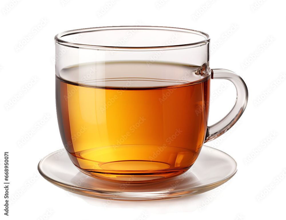 Glass cup of tea isolated