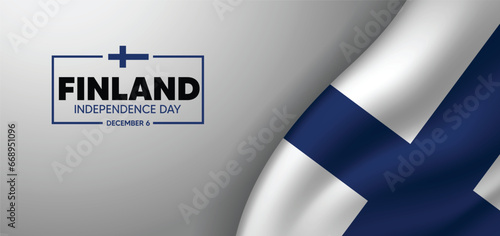 Finland independence day with waving flag background vector poster