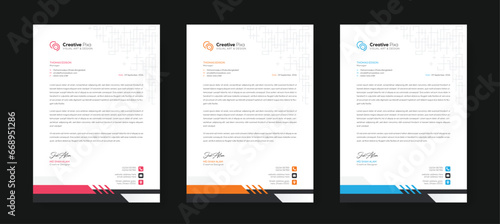 Corporate modern letterhead design template with color variation bundle. Creative letterhead design template for your business. Abstract letterhead design template.