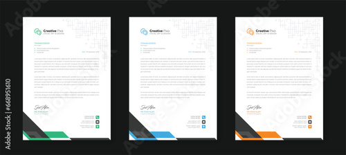 Corporate modern letterhead design template with color variation bundle. Creative letterhead design template for your business. Abstract letterhead design template.