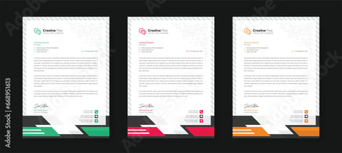 Corporate modern letterhead design template with color variation bundle. Creative letterhead design template for your business. Abstract letterhead design template.