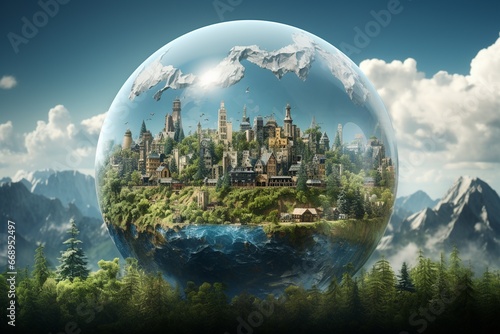 Global Warming Planet Earth Illustration Created with Generative AI © dendyh7