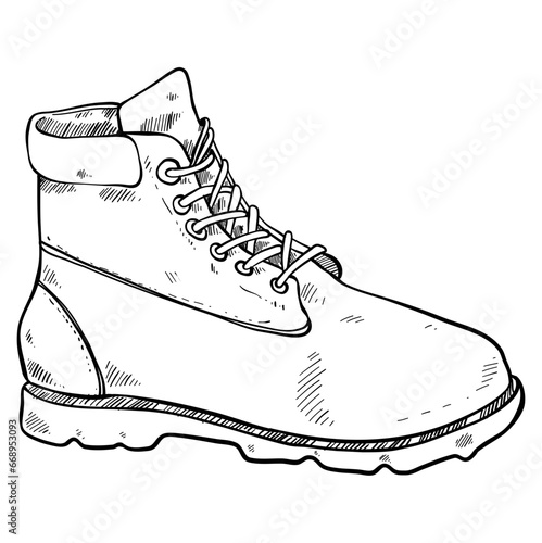 mountaineering boots hand drawn illustration