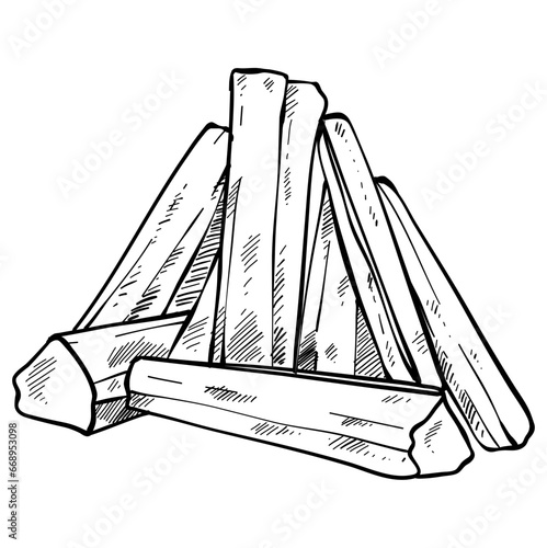 firewood hand drawn illustration