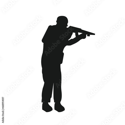 Soldier With Weapon Silhouette Vector Design