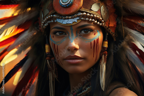 Native woman of North America Indian tribe