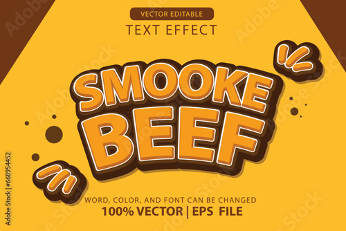 3d editable text effect smoked beef bbq meat for logo or headline text template