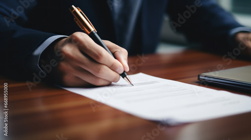 investor sign on document, finance management concept photo