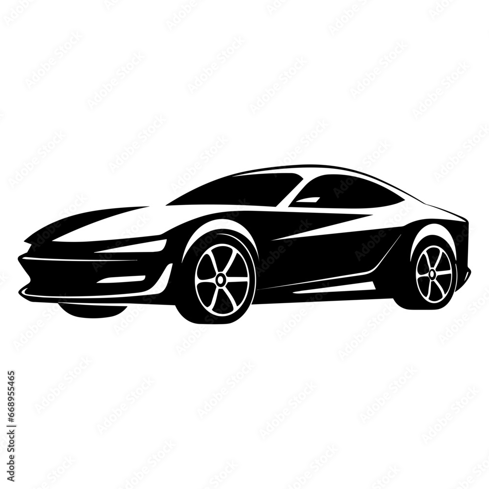Silhouette Vector Illustration of Sport Car. This Image is Suitable for Use as a Sports Car Community Logo and Others