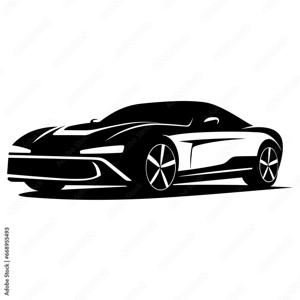 Fototapeta premium Silhouette Vector Illustration of Sport Car. This Image is Suitable for Use as a Sports Car Community Logo and Others