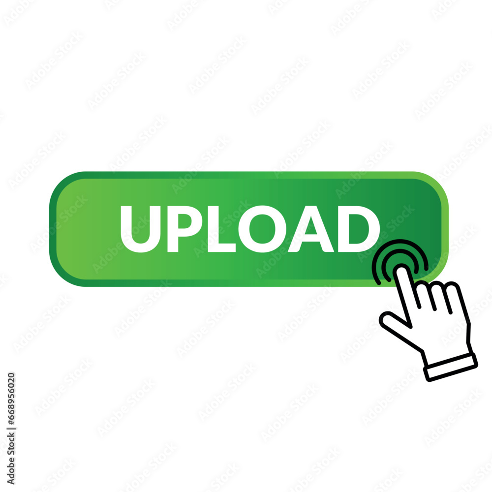 Upload button. click the upload button. Buttons and hand cursor. Green button. Direct upload Upload button. click the upload button. Buttons and hand cursor. Green button. Direct upload