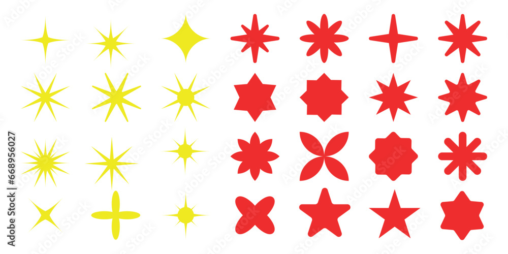 Star collection. Star explosion sticker vector set. Star icon. Starburst flower. Star blank label, sticker emblem. Glowing symbols Star collection. Star explosion sticker vector set. Star icon. Starburst flower. Star blank label, sticker emblem. Glowing symbols